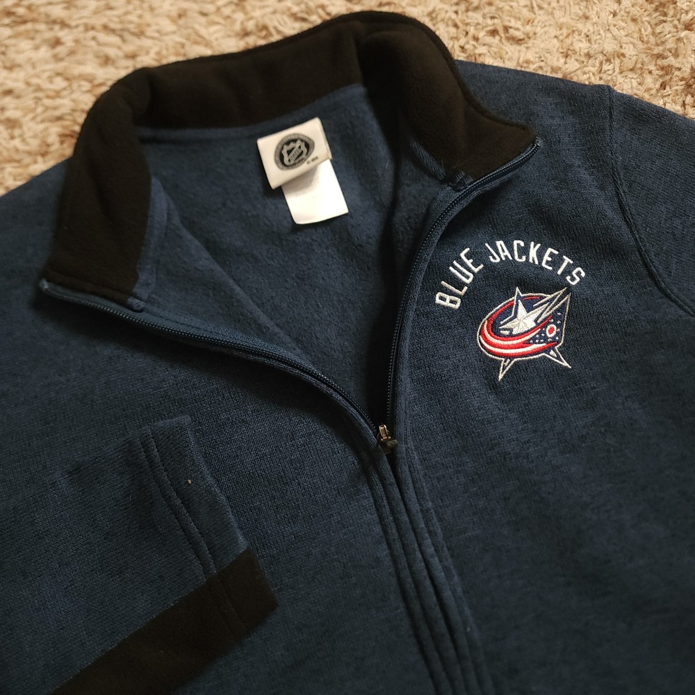 NHL Columbus Blue Jackets Jacket Mens Small Navy Full Zip Fleece Embroidered